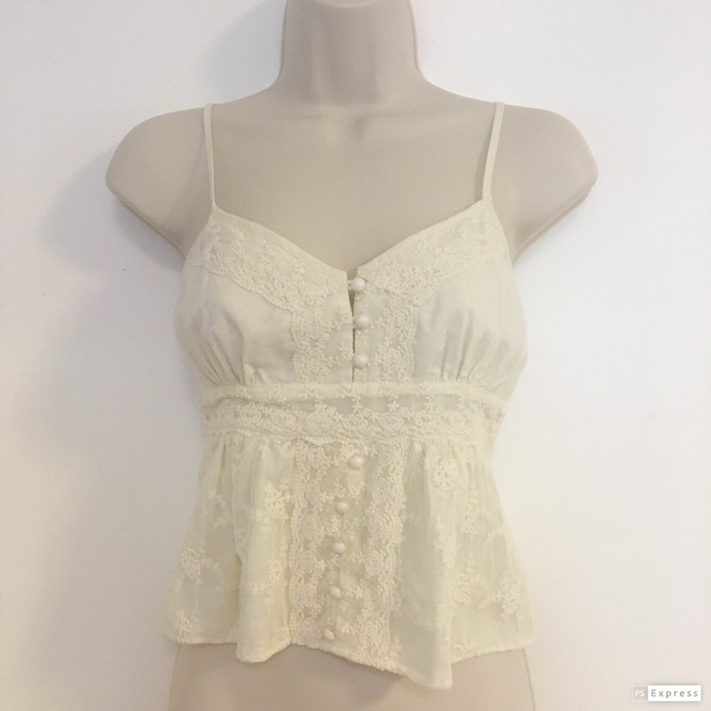 Forever 21 Lace Button Ivory Crop Top